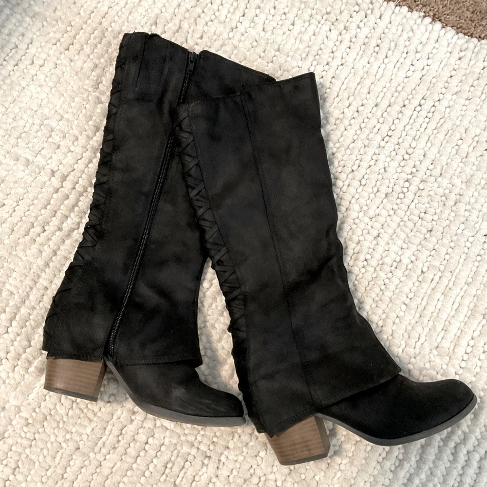 COPY - Black suede heeled boots